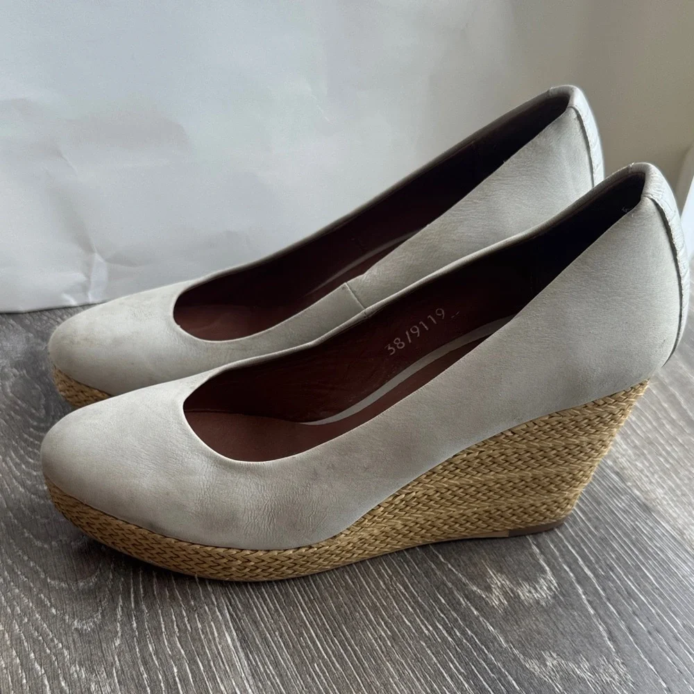 Velvet Cream Wedge Shoes for Women AS0229